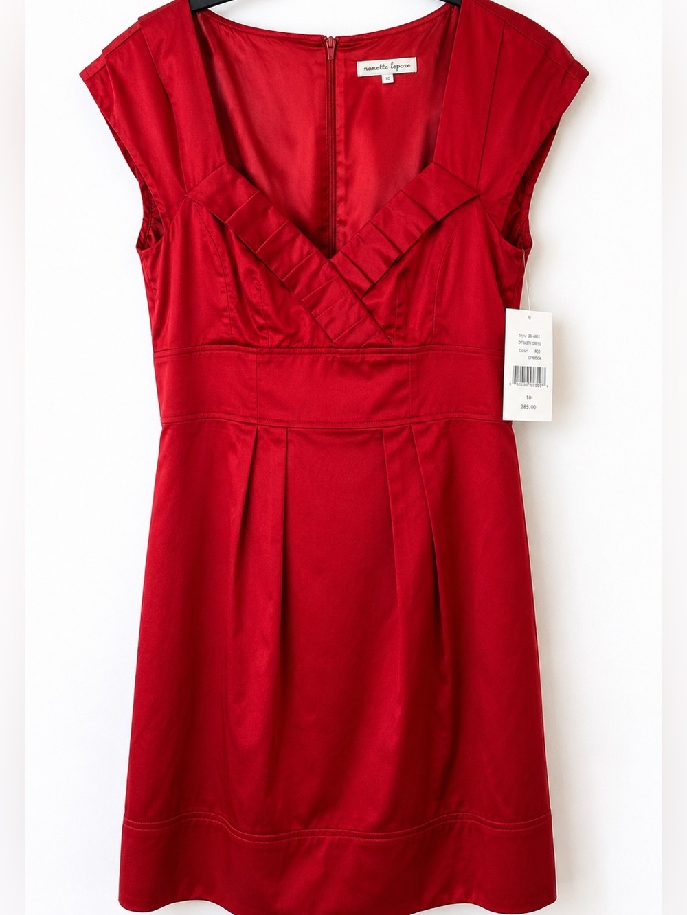 NWT Nanette Lepore Dynasty Dress Crimson Red Cotton Sateen Cocktail Size 10